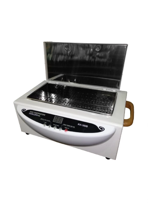 The hot air sterilizer can be used in beauty salons, manicure shops, catering industry, laboratories, etc.The maximum temperature of the hot air sterilizer is 250 degrees Celsius. The high temperature destroys bacteria and viruses on objects.Nominal voltage: 220 V/ 50HZPower: 500WTimer: 120 minutesExternal dimensions of the sterilizer:37 cm x 22 cm, h — 17 cmInternal dimensions of the sterilizer:24.5 cm x 11.4 cm, h — 5.5cmComes with instructions in Latvian and English, CE certificate in English...