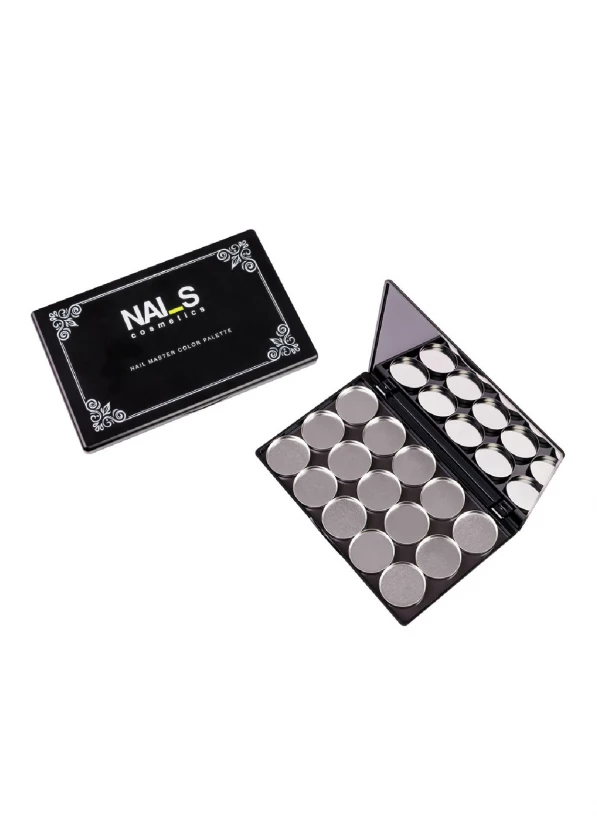 A unique magnetic palette for mixing shades with 15 removable compartments. Specially adapted for nail technicians. 3 different design prints available...