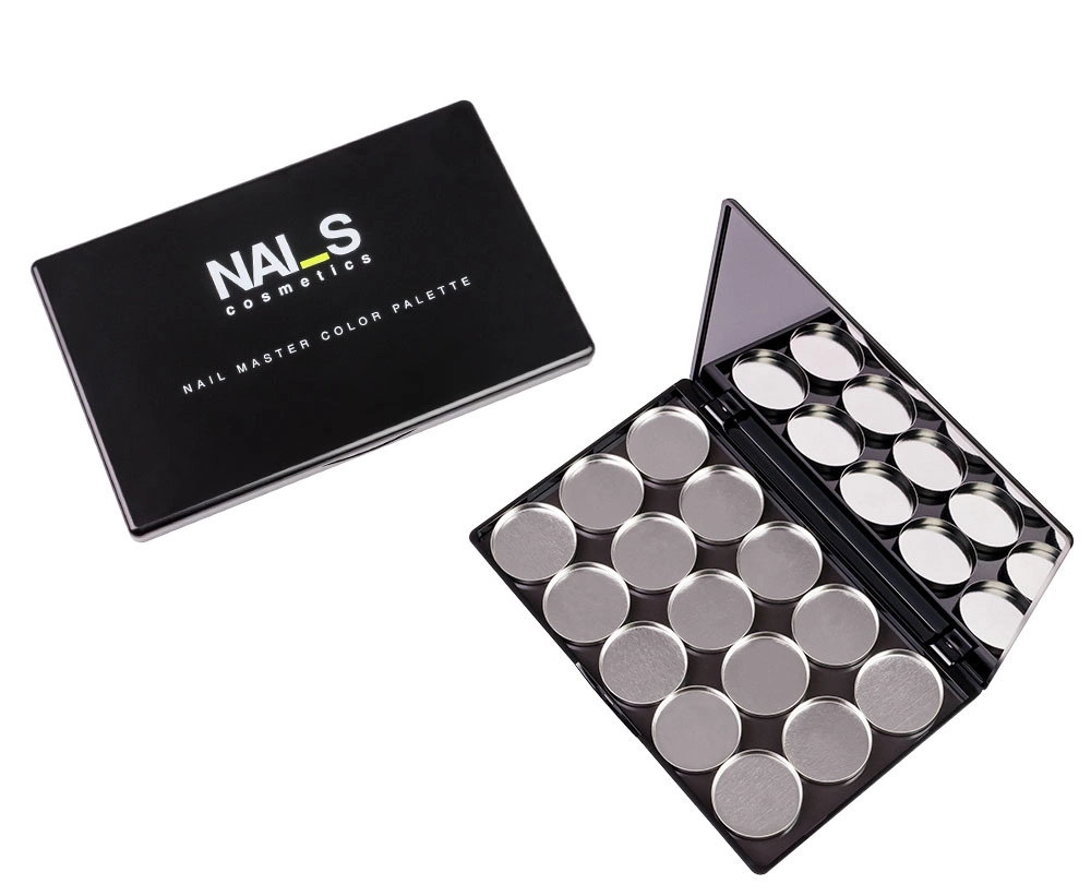 A unique magnetic palette for mixing shades with 15 removable 
compartments. Specially adapted for nail technicians. 3 
different design prints available...