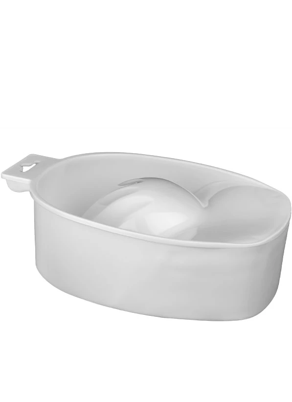Manicure soaking bowl for softening the nails and cuticles before a manicure procedure. Made of plastic and shaped to provide comfortable finger positioning during soaking....