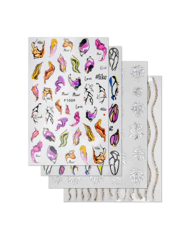 Uzlīmes nagu dizainam – Nail Sticker — vienkāršs un ērts veids, kā ātri papildināt manikīru ar smalkiem, dekoratīviem akcentiem. Lieliski piemērotas dizainu dažādošanai un kombinēšanai ar gēllaku vai citiem nagu dizaina elementiem....