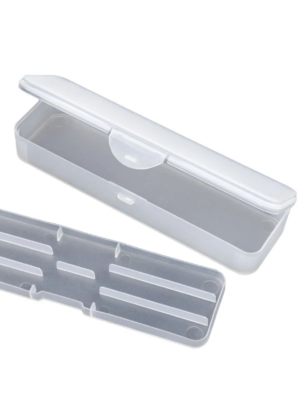 Two-level multifunctional storage boxPractical storage box for manicure tools and accessories. Suitable for neat and convenient storage of brushes, dotting tools and other small work tools. The two-level design helps keep accessories organised and the workspace tidy. Ideal for use in salons, during training or for storing tools at home.Dimensions: 22 cm x 7 cm, height – 3.7 cm....
