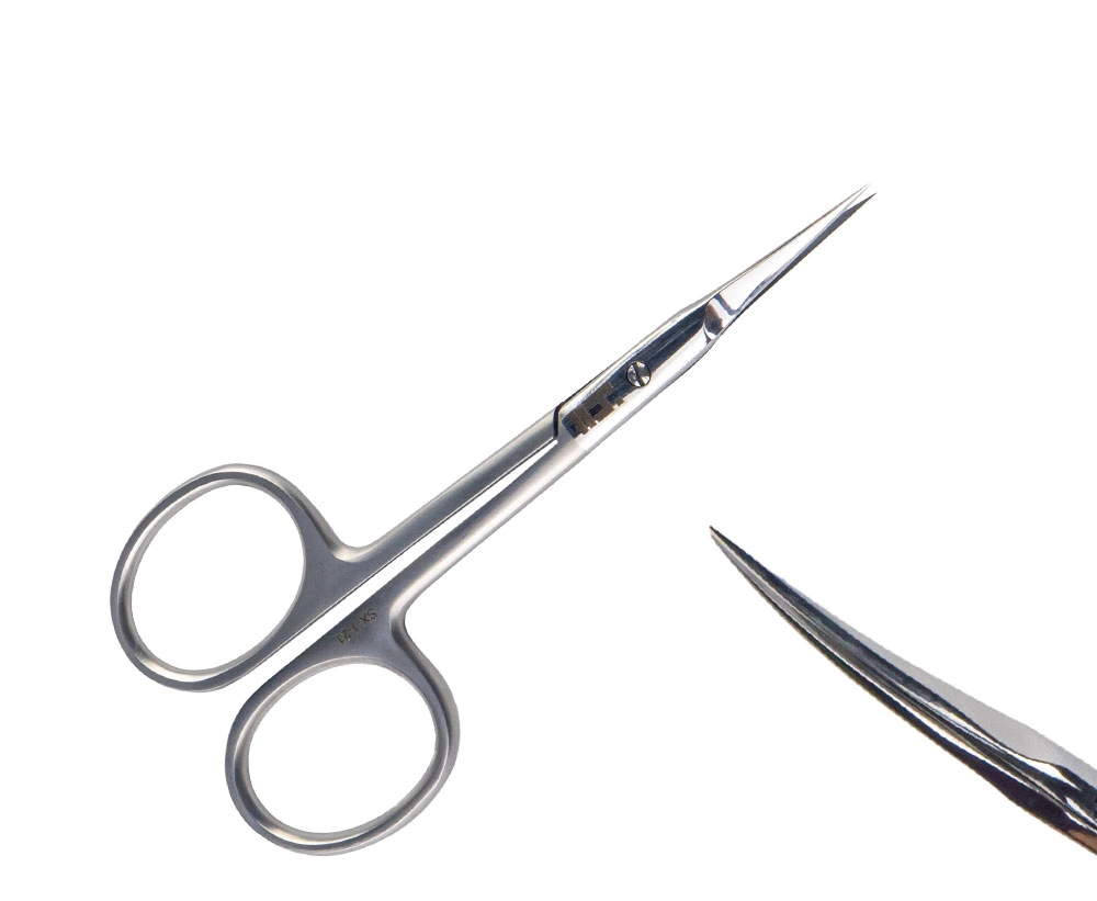 Stainless steel scissors for trimming the cuticle.
Features: narrow straight blade, classic blade curve, reinforced handles...