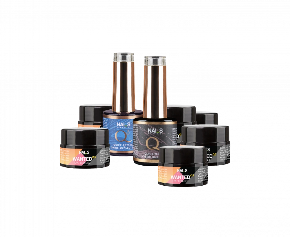 
Wanted gelu starta komplekta ietilpst:&nbsp;
- Quick Builder CLEAR UV/LED bāze/gels, 8ml; 
- Quick Crystal Shine bez lipīgā slāņa UV/LED, 8ml; 
- 6 W...