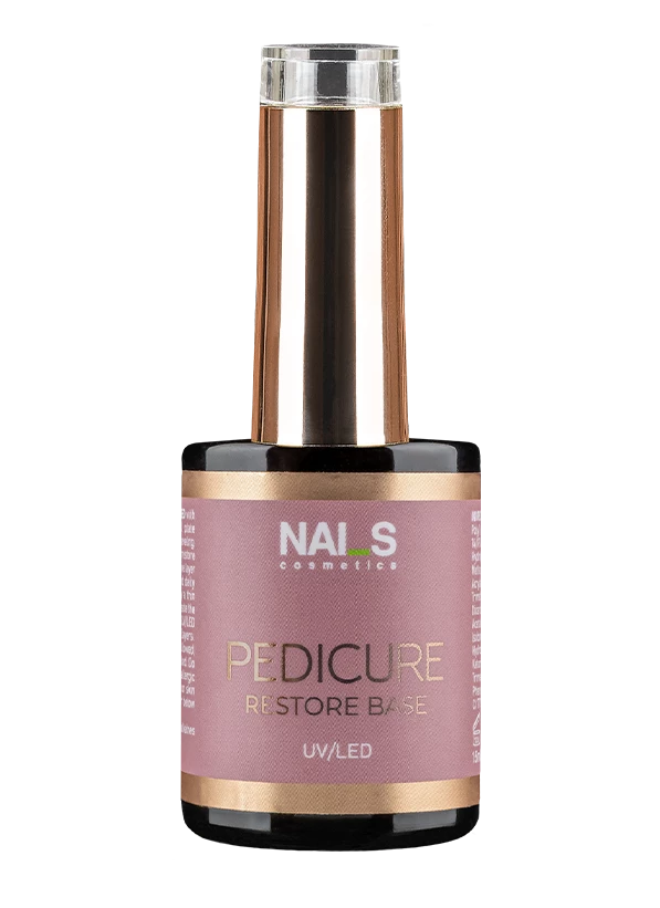 Pedicure Restore Base UV/LED ir atjaunojoša bāze ar kamuflējošu efektu, kas paredzēta kāju nagu stiprināšanai, izlīdzināšanai un estētiskai korekcijai. Tā palīdz nomaskēt naga nepilnības, atjaunot bojātus nagu stūrīšus un veido aizsargkārtu pret berzi, spiedienu un ikdienas mehānisko slodzi.Polimerizācija: UV/LED lampā 60 sekundes....
